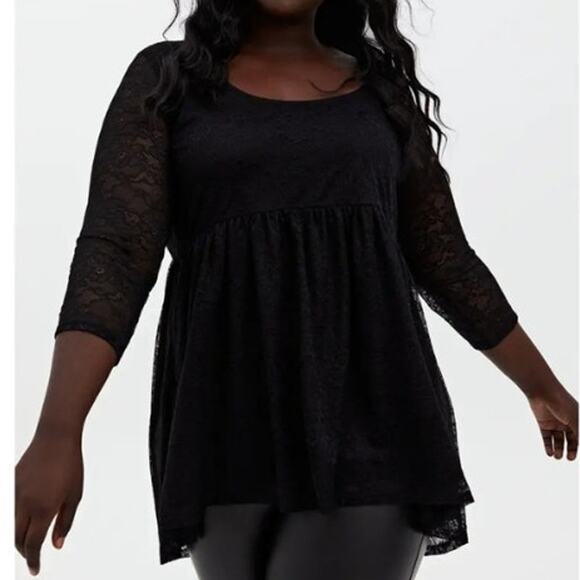 Torrid super soft & lace babydoll tunic w/ pockets hi low hem blouse woman sz 3X - Picture 1 of 15